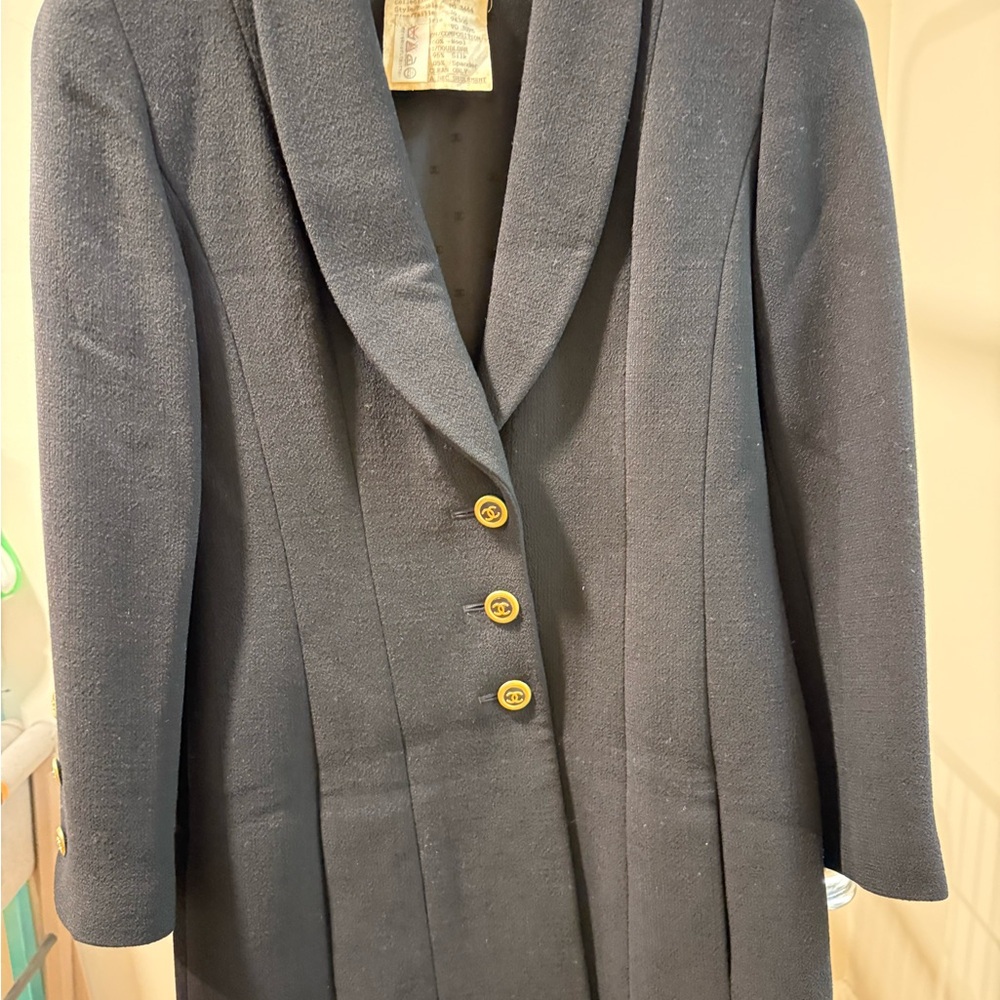 CHANEL Navy Blazer with Gold Buttons